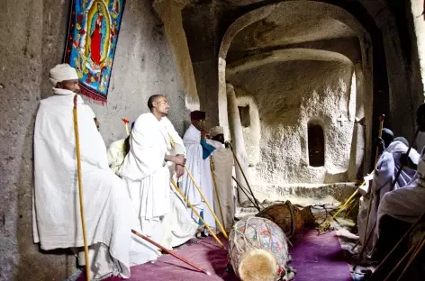 Intérieur d'une église monolithique de Lalibela - Ethiopie