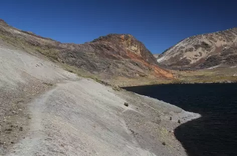 Le sentier au bord de la lagune Altarani - Bolivie