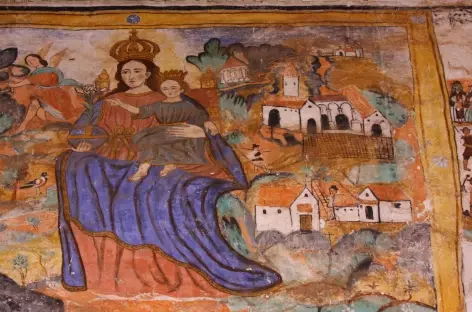 Peinture murale dans l'église de Chinchero - Pérou