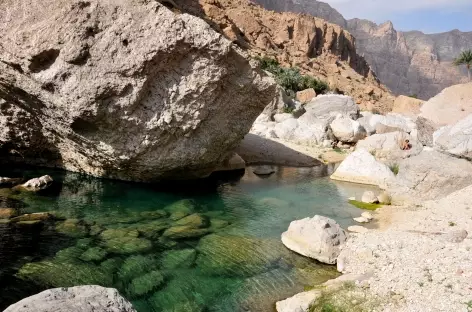 Vasque aux eaux limpides du wadi Shab - Oman - 