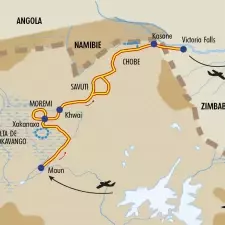 Itinéraire du voyage Du Delta de l’Okavango aux Chutes Victoria - Botswana - Tirawa