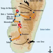 Itinéraire du voyage Grande Traversée des Tsingy au Makay - Madagascar - Tirawa