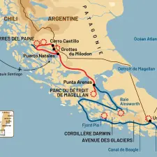 Itinéraire du voyage Croisière au Cap Horn et Patagonie - Argentine - Tirawa