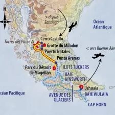 Itinéraire du voyage Croisière au Cap Horn et Patagonie - Argentine - Tirawa