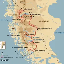 Itinéraire du voyage Grands Treks en Patagonie - Argentine - Tirawa