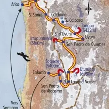 Itinéraire du voyage De Salars en Volcans - Chili - Tirawa