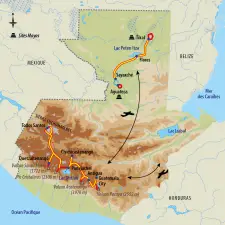 Itinéraire du voyage Volcans de Feu et splendeurs Mayas - Guatemala - Tirawa