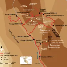 Itinéraire du voyage Randos dans la Cordillère Blanche - Pérou - Tirawa