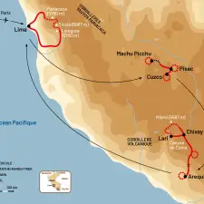 Itinéraire du voyage Source de l’Amazone et Cordillères Yauyos Pariacaca - Pérou - Tirawa