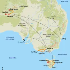 Itinéraire du voyage Merveilles d'Australie : Melbourne, Ayers Rock, Tasmanie et Sydney - Australie - Tirawa