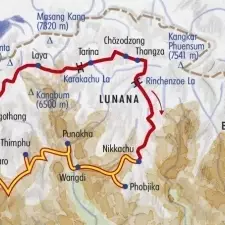 Itinéraire du voyage Snow Man Trekking - Bhoutan - Tirawa