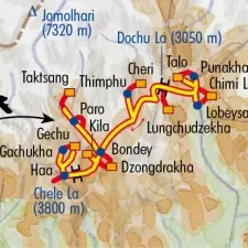 Itinéraire du voyage Randos Bhoutanaises - Bhoutan - Tirawa