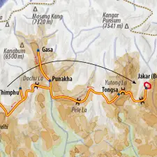 Itinéraire du voyage Festivals de Printemps avec Robert Dompnier - Bhoutan - Tirawa