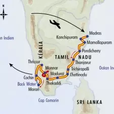 Itinéraire du voyage Grande traversée de l'Inde du Sud - Inde - Tirawa