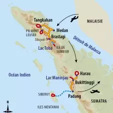 Itinéraire du voyage Aventure à Sumatra, Hommes-fleurs et Orangs-outans - Indonésie - Tirawa