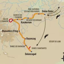 Itinéraire du voyage L'empire des steppes - Mongolie - Tirawa