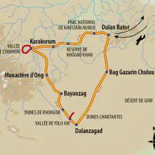 Itinéraire du voyage L'empire des steppes - Mongolie - Tirawa