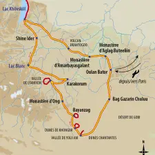 Itinéraire du voyage Grande traversée de la Mongolie - Mongolie - Tirawa