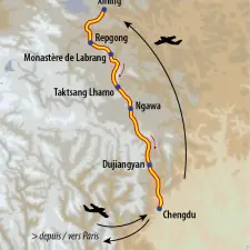 Itinéraire du voyage Nouvel An Tibétain - Tibet - Tirawa