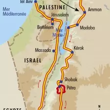 Itinéraire du voyage De Pétra à Jérusalem - Jordanie - Tirawa