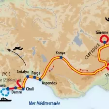 Itinéraire du voyage De la Cappadoce à la Méditerranée - Turquie - Tirawa