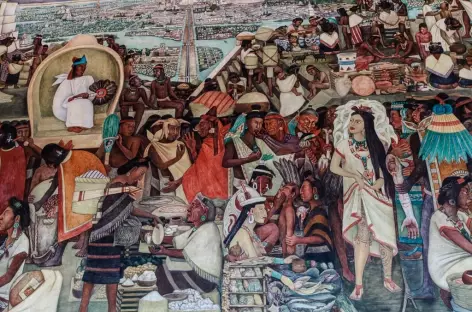 Détail de l’une des fresques qui représente Tenochtitlan_Mexico