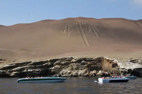 Balade en bateau à la découverte des îles Ballestas, vue sur le Candélabre - Pérou