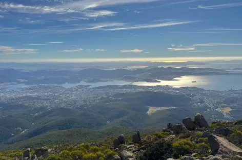 Tasmanie Baie de Hobart vue depuis le mont Wellington