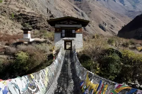 Pont sur chaines de Tacho Lhakhang construit par Thangthong Gyelpo - Bhoutan