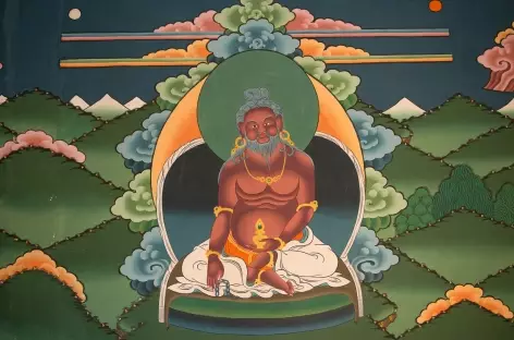 Peinture murale représentant Thangthong Gyelpo - Bhoutan