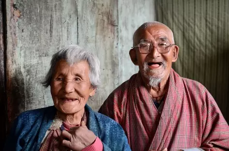 Portraits  Vieux couple bhoutanais