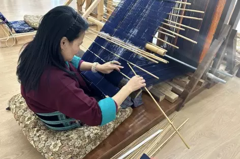 Tissage au musée des textiles de Thimphu