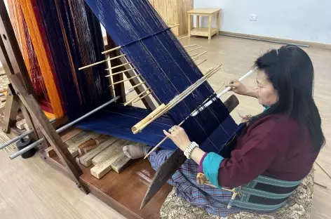 Tissage au musée des textiles de Thimphu