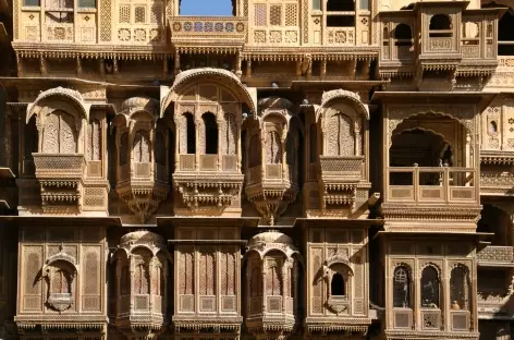 Détails d'architecture dans la vieille ville, Jaisalmer, Rajasthan - 