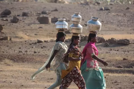 Femme du Rajasthan, en route pour le puit, Inde