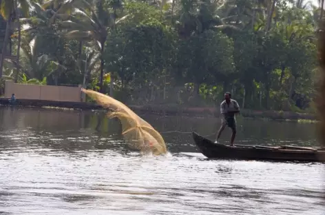 au fil de l'eau sur notre house boat, Kerala, Inde du sud