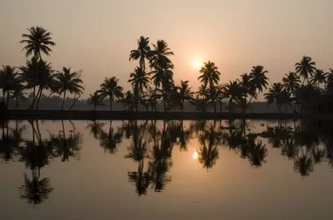 au fil de l'eau sur notre house boat, Kerala, Inde du sud