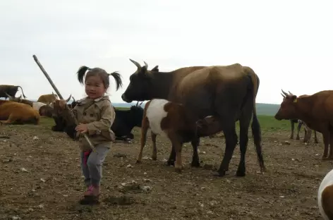 Elevage et petite fermière - Mongolie