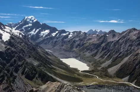 Le Mt Cook (3754 m) et le Hooker Glacier lake - Nouvelle Zélande