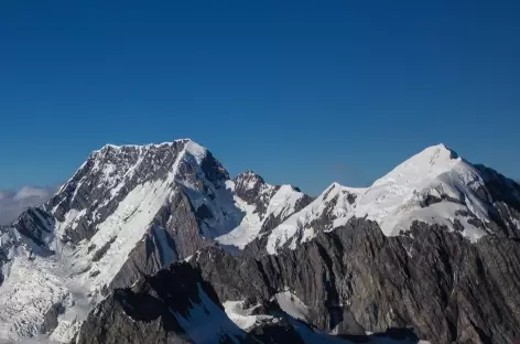 Mt Cook et Mt Tasman, vue d'hélicoptère - Nouvelle Zélande