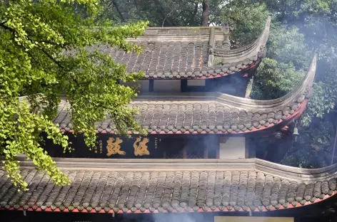 Toits en pagode au temple de Manjushri, Chengdu - Chine