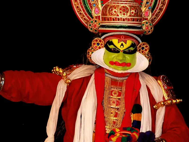 Spectacle de kathakhali, au Kerala, Inde du Sud, &copy; Guillaume Chenot - Tirawa 