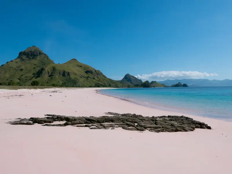 Plage  de sable rose à Padar, archipel de Komodo - Indonésie, &copy; Christian Juni - TIRAWA 