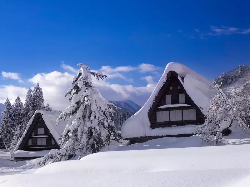 Maisons aux toits de chaume de Shirakawago, Alpes Japonaises - Japon, &copy; JNTO 