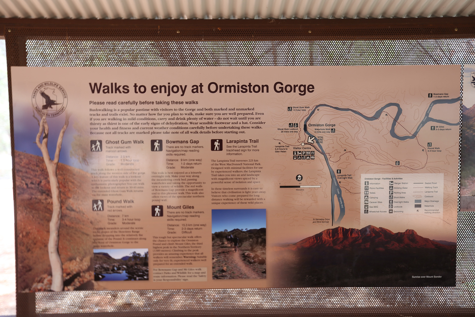 Carte du secteur de Ormiston Gorge - D’Alice Springs à Glen Helen