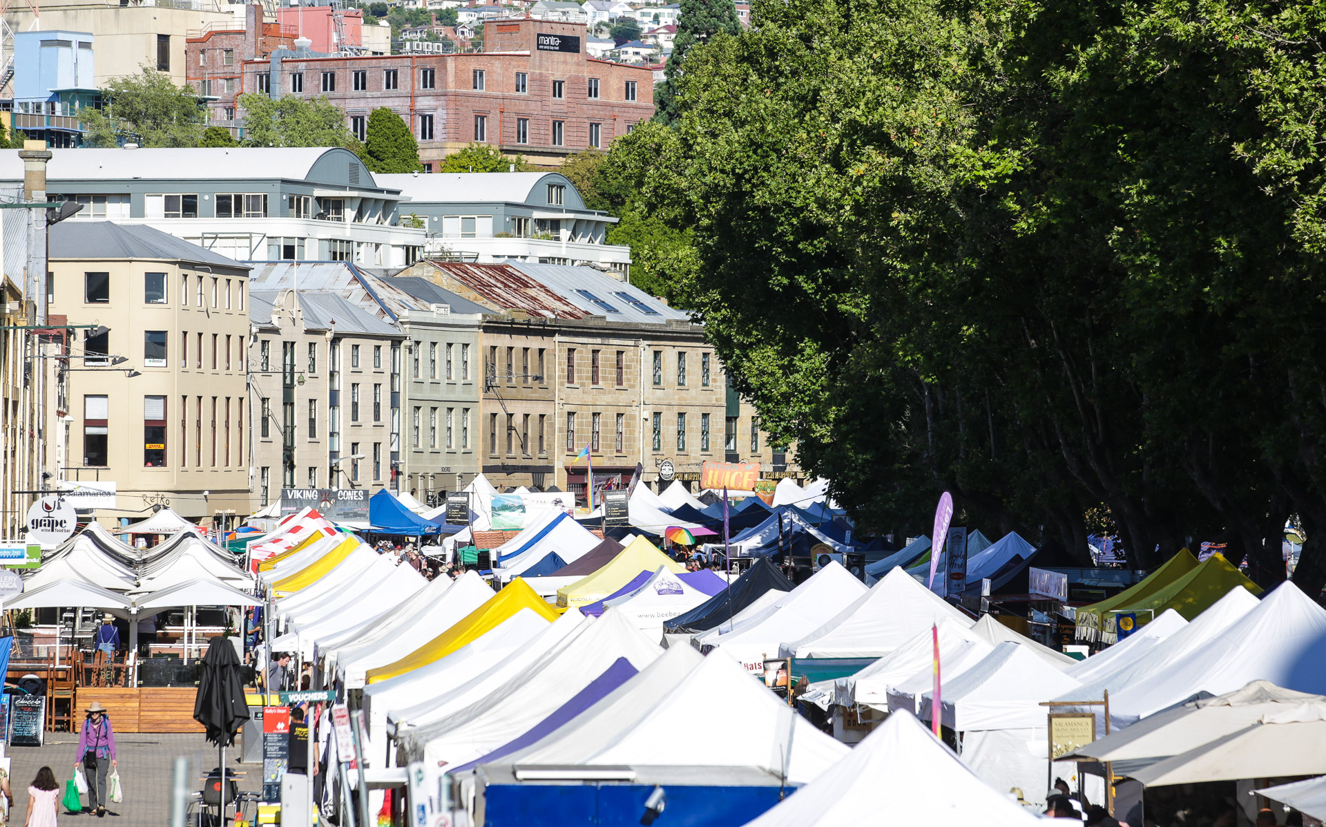 Le marché du samedi sur la place Salamanca - Tasmanie Hobart et Freycinet National Park