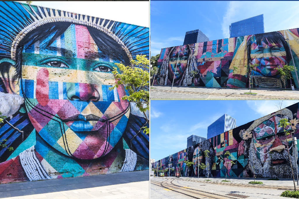 Dans le prolongement de la place Maua, une immense fresque réalisée par Kobra