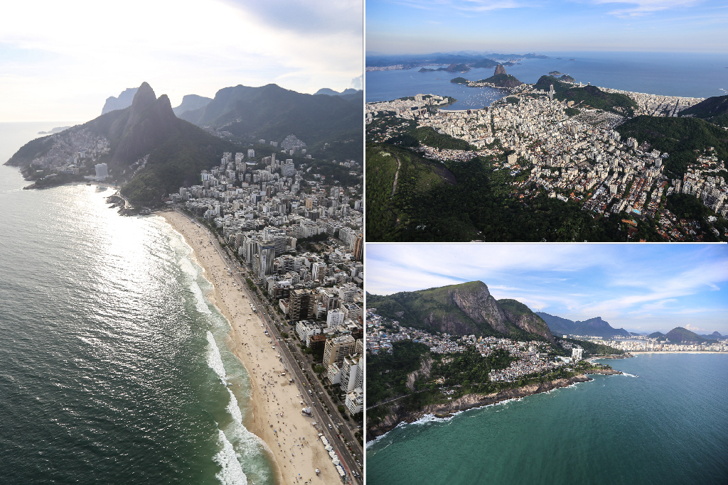 Depuis un hélicoptère, une partie de la baie de Rio