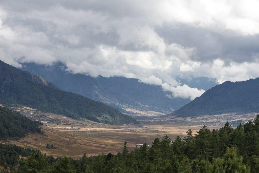 La grande vallée de Phobjika depuis Gantey