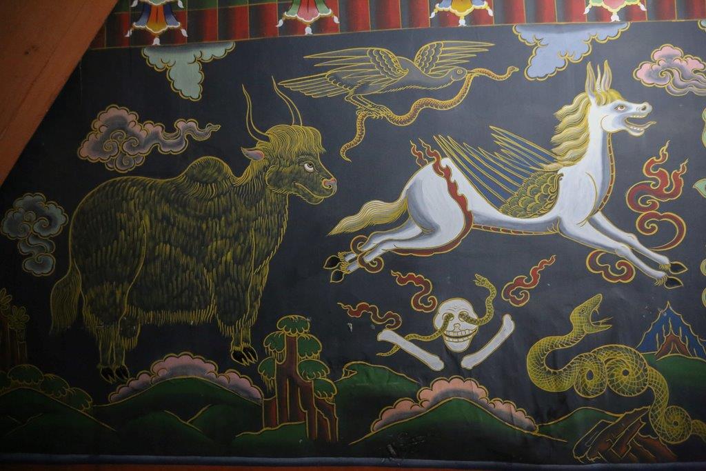 Peintures particulières dans les coursives du dzong